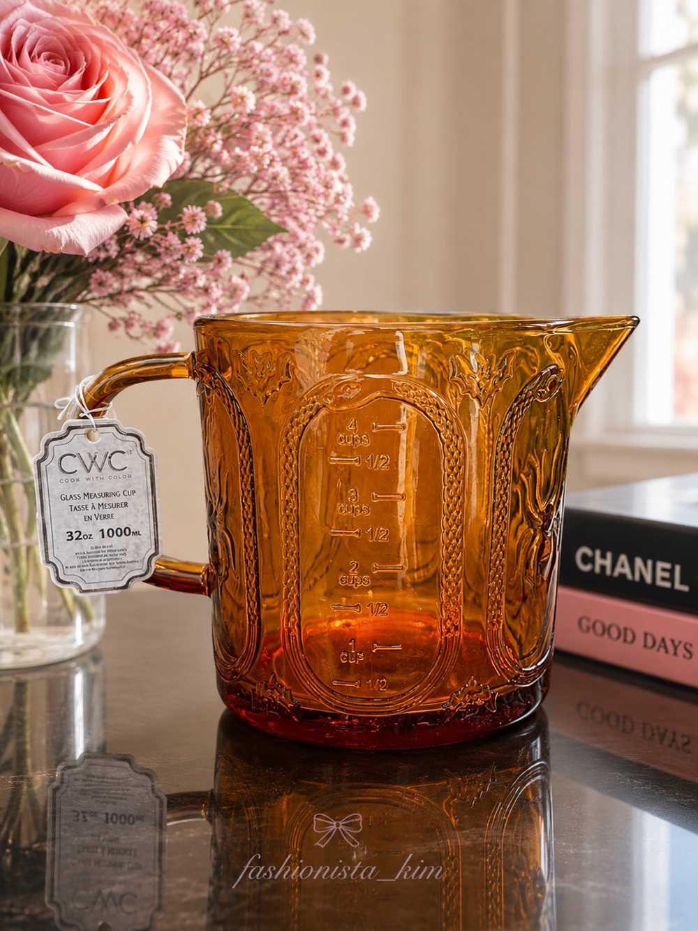 CWC Amber Glass Measuring Jug - Amber Colored 32oz Measuring Cup